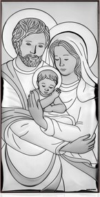 Szent Család kép ezüst modern Méret: 19x38 cm