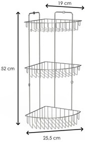 Erga Vega, 3 szintes sarokpolc 52x25,5x19 cm, króm, ERG-YKA-E.VEGA S3