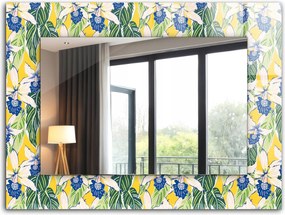 Fürdőszoba tükör hálószoba nappali nyomott mintával XXL 80x60 cm Virágok és levelek