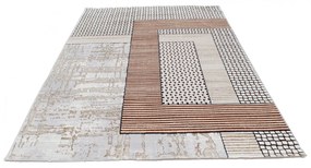 Modern szőnyeg bézs barna kék DIANA 200x300 gépi modern szőnyeg nappaliba