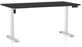 OfficeTech B állítható magasságú asztal, 160 x 80 cm, fehér alap, fekete