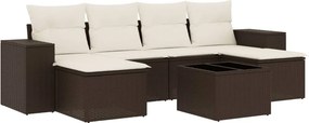 vidaXL 7 részes barna polyrattan kerti ülőgarnitúra párnákkal