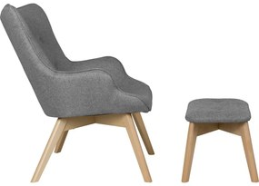 Szürke fotel lábtartóval Niko – Ropez