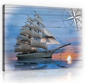 Vitorlás hajó, vászonkép, 60x40 cm méretben