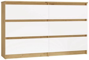 Aldabra M6 120 fiókos szekrény, 120x75x30 cm, tölgy-fehér