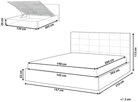 Franciaágy 140 cm Lyrza (fekete). 1081024