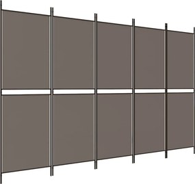 vidaXL 5 paneles antracitszürke szövet térelválasztó 250x180 cm