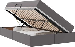 vidaXL Ágy tárolóval és matraccal matracmal tárolóval 2 pcs Szürke Bőr