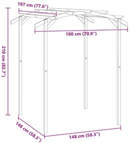 kerti pergola impregnált fenyőfalécekből 180 x 197 x 210 cm