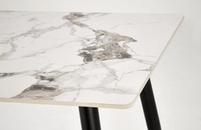 EMILIO 140 cm asztal, fehér márvány asztallappal, fekete lábakkal