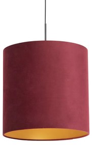 Függőlámpa piros bársony árnyékolóval, aranyozott 40 cm - Combi