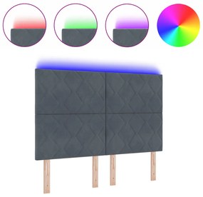 LED Fejtámla Gyémánt Blokk Dizájn Sötétszürke 144 cm Velúrral