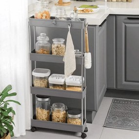 Gurulós tárolókocsi, műanyag, szürke, APV-E1008 GREY