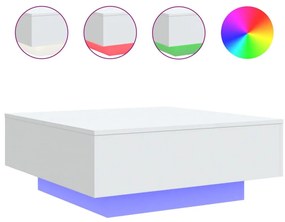 Fehér dohányzóasztal LED-lámpákkal 80 x 80 x 31 cm