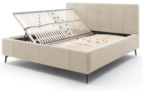 Bézs kárpitozott franciaágy tárolóhellyel ágyráccsal 180x200 cm Lizzano – Meise Möbel