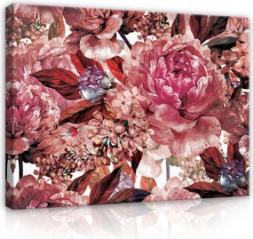 Vászonkép falikép rózsaszín piros festő virágok 100 x 75
