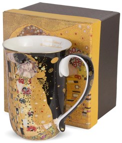 Porcelán 400ml barna-fekete füles bögre díszdobozban Gustav Klimt: A csók