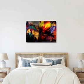 Kép - A város színes absztrakciója (üvegen) (70x50 cm)