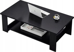 Dohányzóasztal Modern Pad Polccal Nappali Nagy Loft Fekete 100 CM