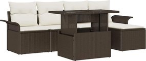 vidaXL Kerti Kanapé Szett párnával 6 pcs Barna polirattan