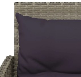 2 részes L-alakú szürke polyrattan kanapészett párnákkal