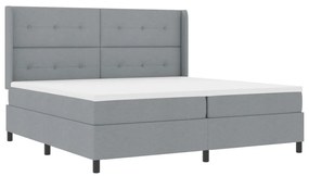 Boxspring Ágy Matraccal és LED Fény Szürke 200x200 cm Szövet