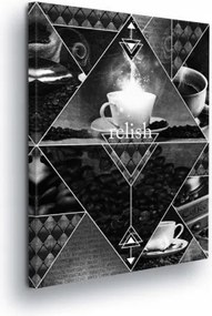 Vászonkép 60x80 Kávé szemes csésze ital aroma geometria absztrakt stílus