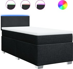 vidaXL fekete szövet rugós ágy matraccal 90x200 cm