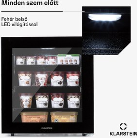Klarstein IceAge 88, fagyasztó, 88 l, E energiahatékonysági osztály, 2 emelet, termosztát, üveg elülső részlap