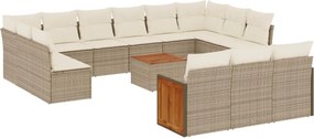 vidaXL 14 részes bézs polyrattan kerti ülőgarnitúra párnával
