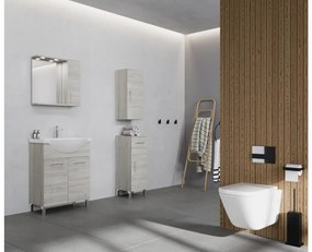 Rubino 65cm-es két ajtós fürdőszobaszekrény polccal szürke tölgy + mosdó