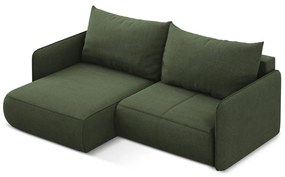 Zöld kinyitható-tárolóhelyes sarokkanapé (bal oldali) Nanea – Makamii