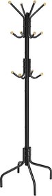 Álló fogas, fém ruhafogas 12 akasztóval, 55 x 55 x 180 cm, fekete