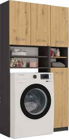 MIX Marpol fürdőszoba szekrény, 96x180x30 cm, antracit-tölgy