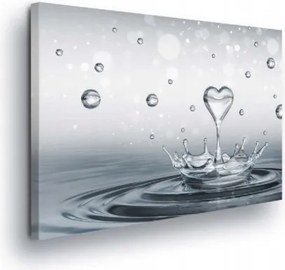 Vászonkép 60x40 Vízcsepp szív fröccs tiszta víz mozgás szerelem természet makro