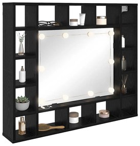 Tükörszekrény polcokkal Musta tammi 91 x 15 x 76.5 cm Faanyag