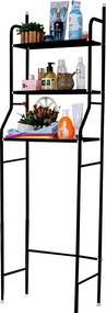 Fürdőszobai polc wc fölé, többszintes, fekete