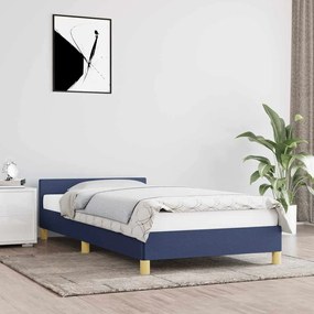 kék szövet ágykeret fejtámlával matrac nélkül 100 x 200 cm