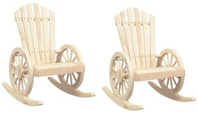 2 db tömör fenyőfa Adirondack hintaszék