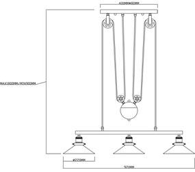 Globo 15053-3 - Csillár LENIUS 3xE27/60W/230V
