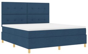 Box Spring Ágy Matraccal és LED Tengerészkék 180x200 cm Szövet