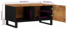 tömör akácfa és szerelt fa dohányzóasztal 80 x 50 x 40 cm