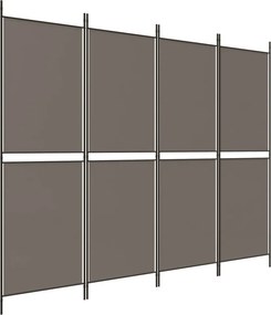 vidaXL 4 paneles antracitszürke szövet térelválasztó 200x200 cm