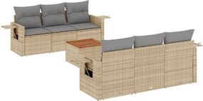 vidaXL 7 részes bézs polyrattan kerti ülőgarnitúra párnákkal