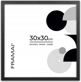 Fekete négyzet alakú képkeret 30x30 cm-es méretben