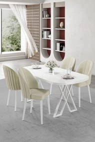 Kaye étkezőgarnitúra, fehér-krém, 168 cm – TR240CHR2810