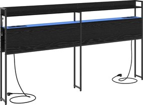 vidaXL Tároló fejtámla polcokkal tárolóval Musta tammi 180 cm Faanyag