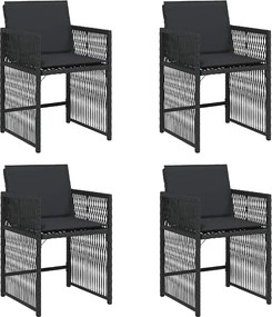 vidaXL 4 db fekete polyrattan kerti szék párnával