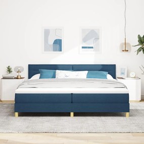 Box Spring Ágy Matraccal Kék 200x200 cm Szövet