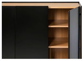 Fekete magas komód tölgyfa dekorral 95x120 cm Arista – Teulat